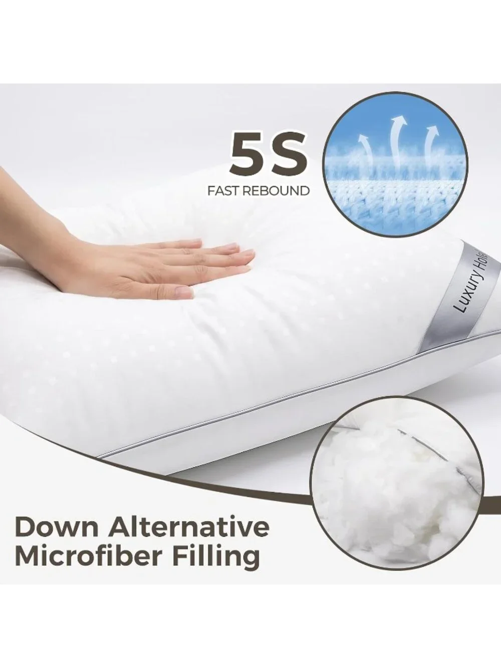 〽️King Size Cooling Bed Pillows 2 Pack Microfiber Cover Sleeping Pillow Set
